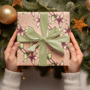 Rosa Poinsettia Diagonal Rand jul Presentpapper