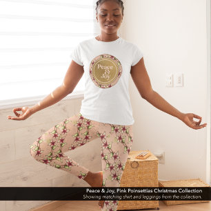 Rosa Poinsettia Diagonal Stripe-jul Leggings