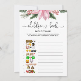 Rosa Poinsettia Emoji Pictionary Baby Shower Game Inbjudningar