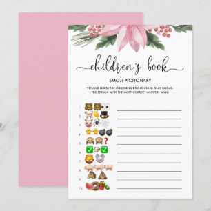 Rosa Poinsettia Emoji Pictionary Baby Shower Game Inbjudningar