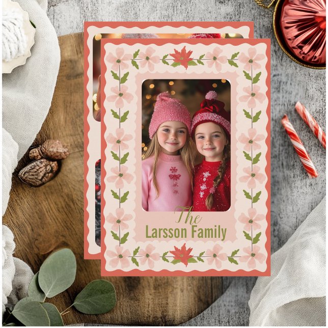 Rosa Poinsettia jul Julkort (Pink Poinsettia Christmas Card )