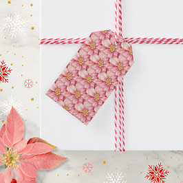 Rosa Poinsettia jul Presentetikett