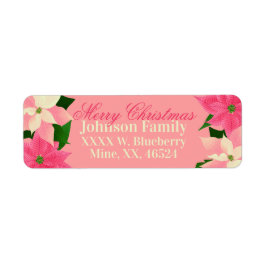 Rosa Poinsettia-juletikett Returadress Etikett