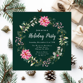 Rosa Poinsettia Julfest av andedräkt Inbjudningar