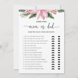Rosa Poinsettia Mamma eller Pappa Baby Shower Game Inbjudningar