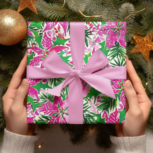 Rosa Poinsettia Modern Helgdag med djärv jul Presentpapper