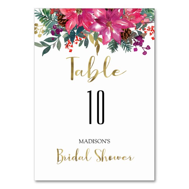 Rosa Poinsettia-Möhippan Bordsnummer (Framsidan)