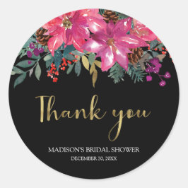 Rosa Poinsettia-Möhippan Runt Klistermärke