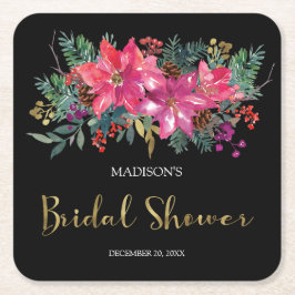 Rosa Poinsettia-Möhippan Underlägg Papper Kvadrat