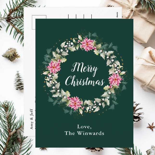 Rosa Poinsettia WAN God jul Helg Vykort (Skapare uppladdad)