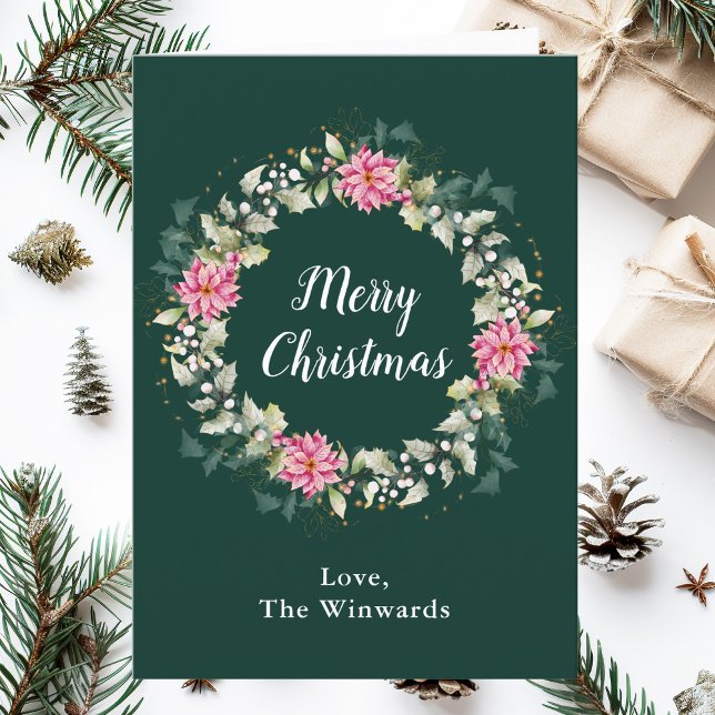 Rosa Poinsettia WAN God jul Helgkort (Skapare uppladdad)