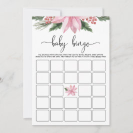 Rosa Poinsettia Winter Baby Shower Bingo Game Inbjudningar