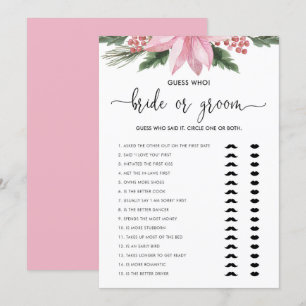 Rosa Poinsettia Winter Bride eller Groom Shower Ga Inbjudningar