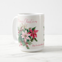 Rosa Poinsettias Elegant jul Kaffemugg