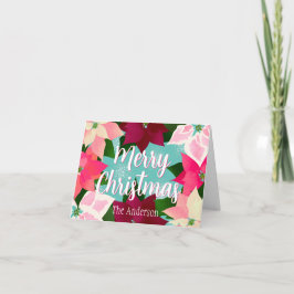 Rosa Poinsettias Helgdag Kort