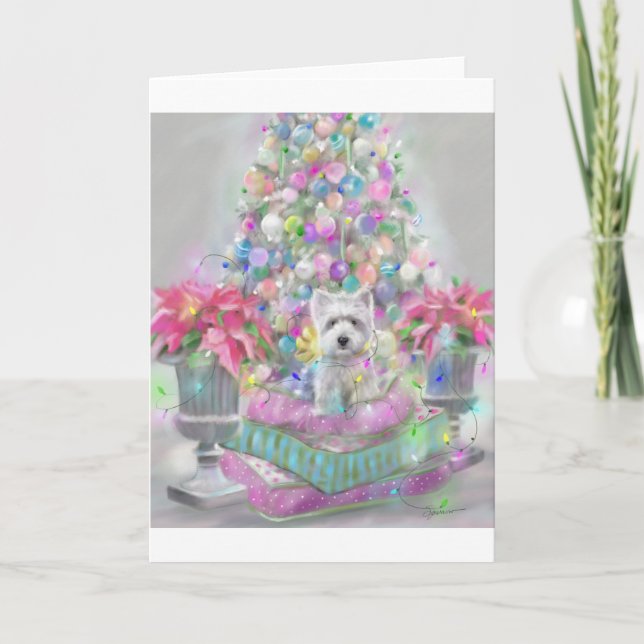 Rosa Poinsettias Helgkort (Framsida)