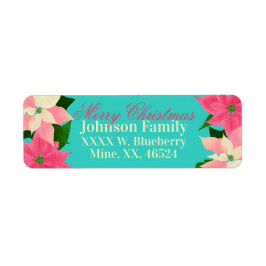 Rosa Poinsettias jul Returadress Etikett