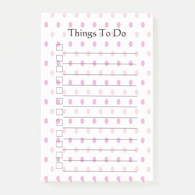 Rosa Poka Dot Sak att göra Post-it Block (Framsida)