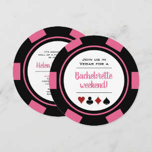 Rosa Poker Chip Vegas Casino Bachelorette Party Inbjudningar