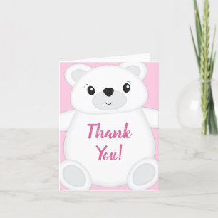 Rosa Polar Bear Baby Shower Tack Kort