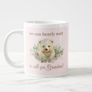 Rosa Polar Bear Flicka Gravid Reveal Gift Jumbo Mugg