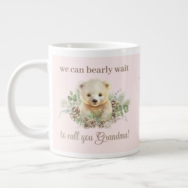 Rosa Polar Bear Flicka Gravid Reveal Gift Jumbo Mugg (Vänster)
