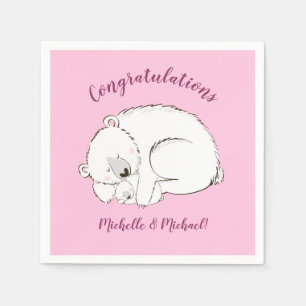 Rosa Polar Bear Pappersservett
