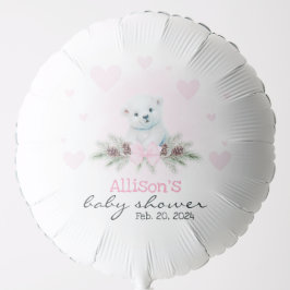 Rosa Polar Bear Unge Girl Hearts Winter Baby Showe