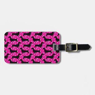 Rosa Polka Dachshunds Bagagebricka