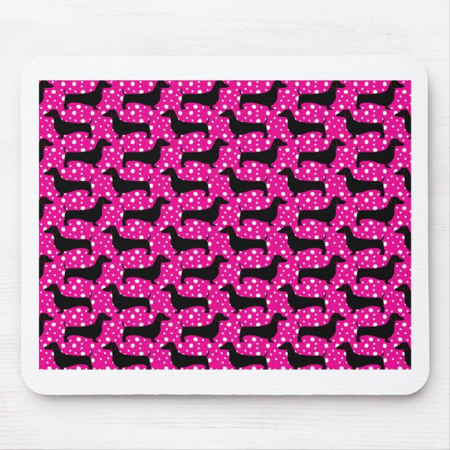Rosa Polka Dachshunds Musmatta (Framsidan)