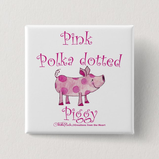 Rosa Polka Docken Piggy Knapp (Framsida)
