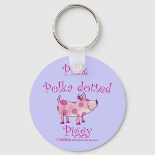 Rosa Polka Docken Piggy Nyckelring