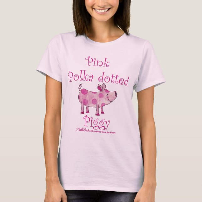 Rosa Polka Docken Piggy Tee Shirt (Framsida)