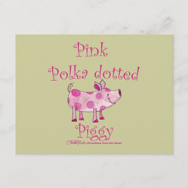 Rosa Polka Docken Piggy Vykort (Framsida)