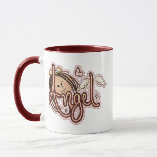 Rosa Polka Doged Angel Heart Ringer Coffee Mugg
