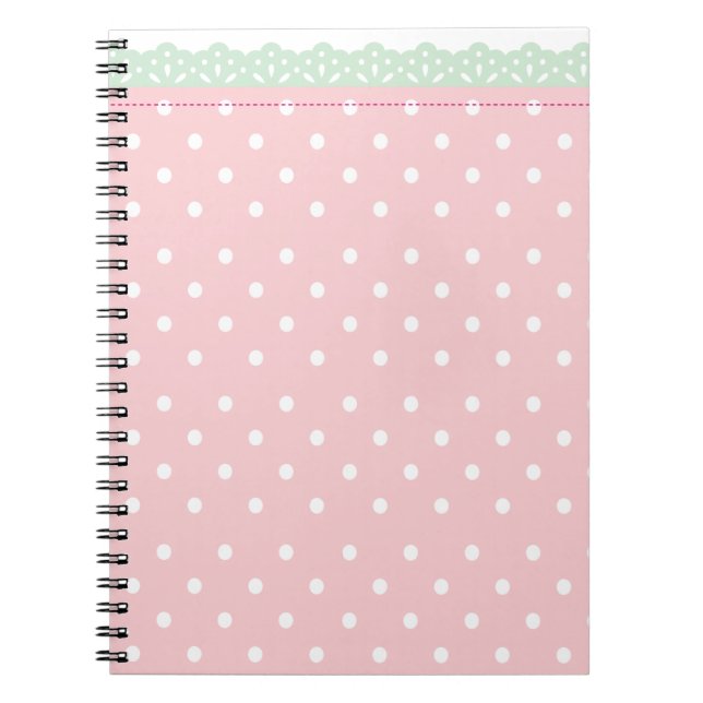 Rosa Polka-Dot-anteckningsbok Journal Anteckningsbok (Framsidan)