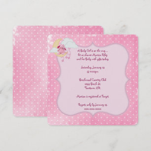 Rosa Polka Dot Baby Shower Inbjudningar