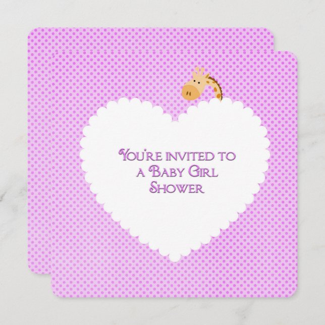 Rosa Polka Dot Baby Shower Inbjudningar (Fram/baksida)