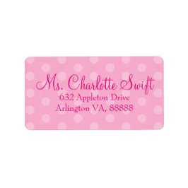 Rosa Polka Dot Baby Shower-Returadress Returadress Etikett