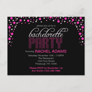 Rosa Polka Dot Bachelorette Party Postcard Inbjuda Inbjudan Vykort