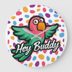 Rosa polka dot Bird Stor Klocka