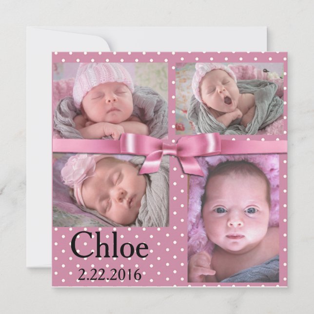 Rosa Polka Dot Birthday-meddelande Meddelande (Framsida)