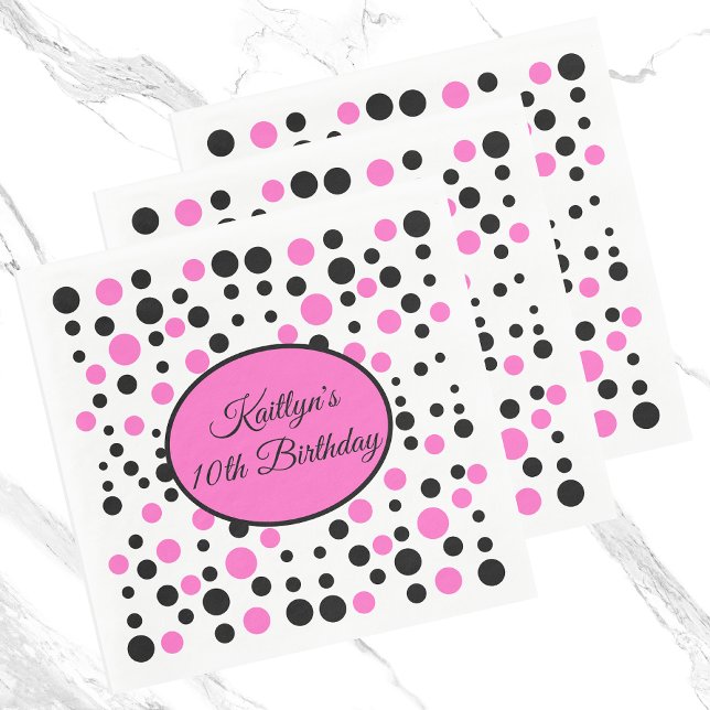 Rosa Polka Dot Birthday Pappersservett (Skapare uppladdad)