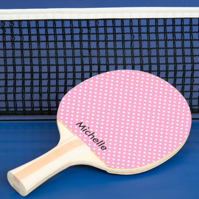 Rosa polka dot bord tennis ping pong paddle pingisracket (Insitu)