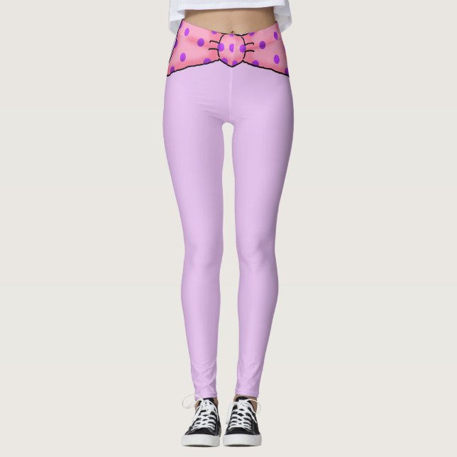 Rosa Polka Dot Bow Waistband Leggings (Framsida)
