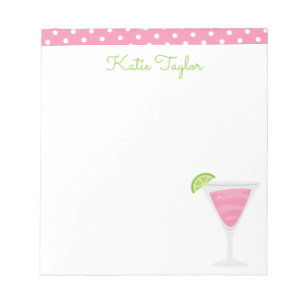 Rosa Polka Dot Cocktail Personlig Anteckningsblock