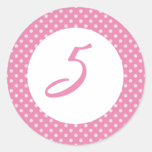 Rosa Polka dot Cupkaka Topper Runt Klistermärke