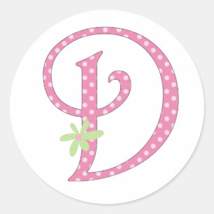 Rosa Polka Dot ・ D Runt Klistermärke