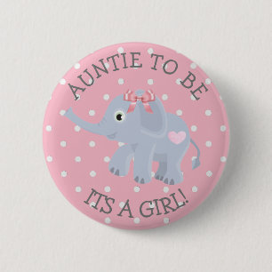 Rosa Polka Dot Elephant Moster för att vara babys Knapp