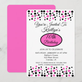 Rosa Polka Dot Födelsedagsfest inbjudan